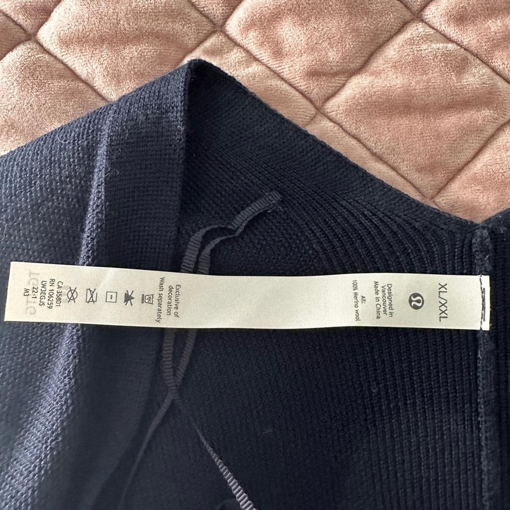 Lululemon navy sweater wrap.